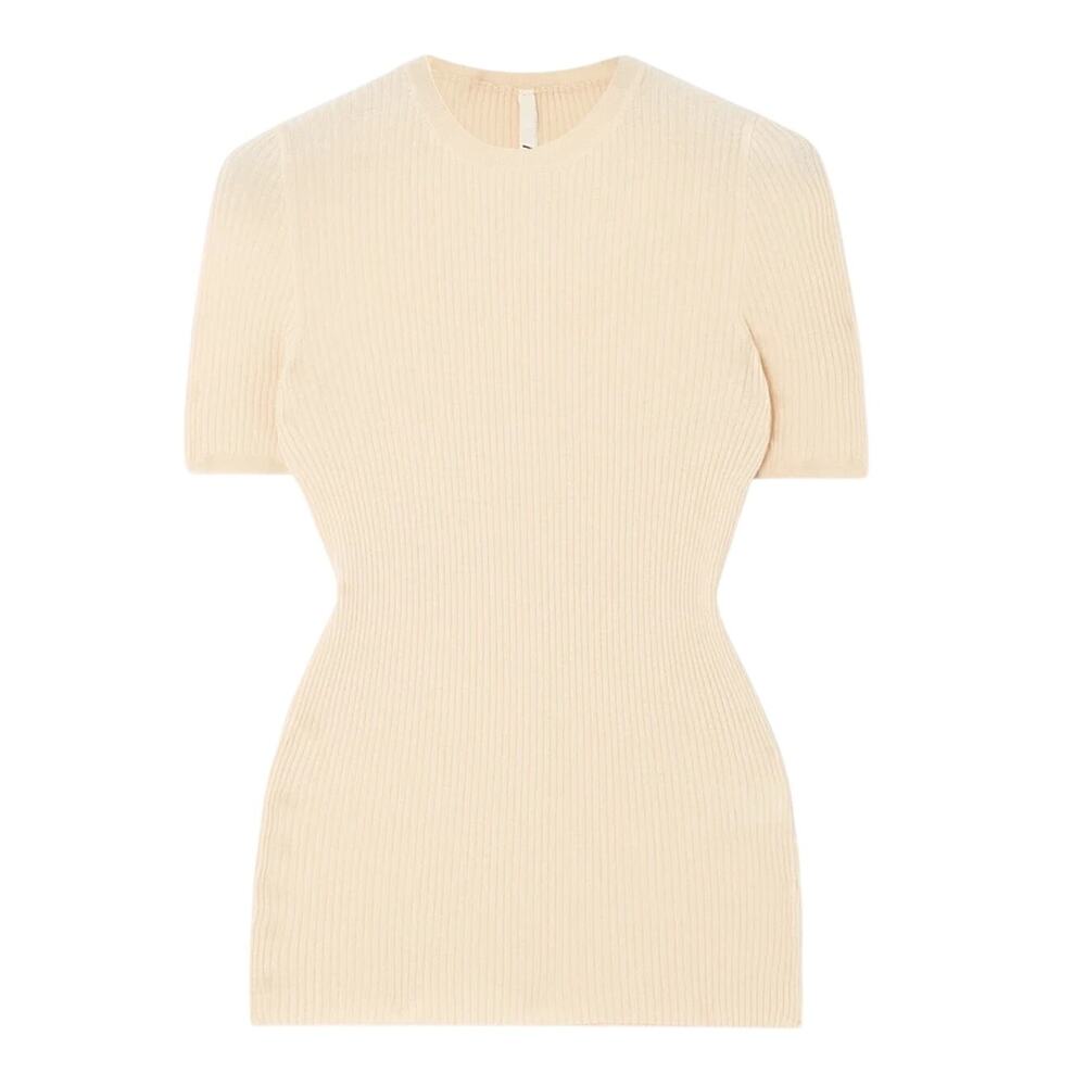 Petar Petrov Ribbed Cream Runner T Shirt Size S